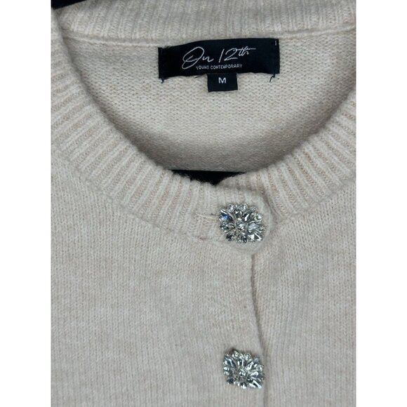 Short Sleeve Rhinestone Buttons Women’s Medium 12th young contenporary sweater - Picture 7 of 13